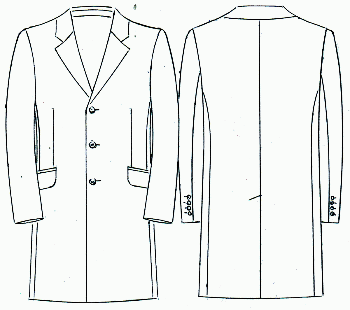 Эскиз мужского демисезонного пальто